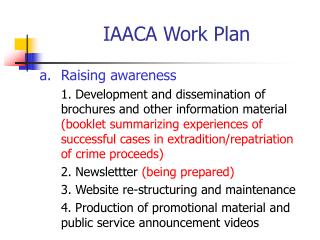 IAACA Work Plan