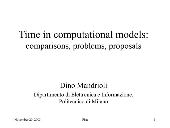 time in computational models comparisons problems proposals