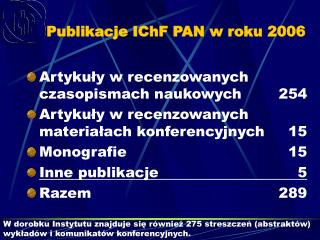 Publikacje IChF PAN w roku 2006