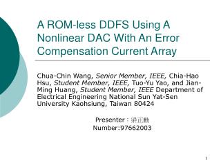 A ROM-less DDFS Using A Nonlinear DAC With An Error Compensation Current Array