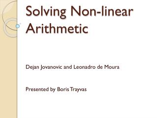 Solving Non-linear Arithmetic
