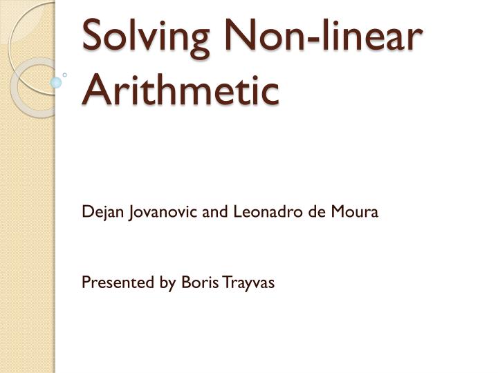 solving non linear arithmetic