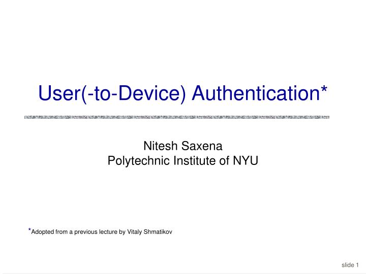 user to device authentication