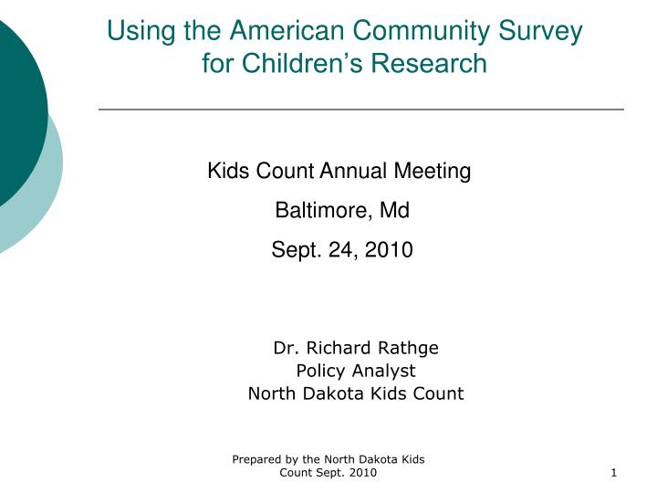using the american community survey for children s research