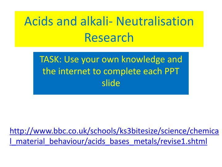 acids and alkali neutralisation research