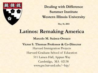 Dealing with Difference Summer Institute Western Illinois University May 18, 2003