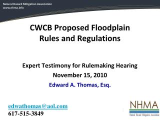 CWCB Proposed Floodplain Rules and Regulations
