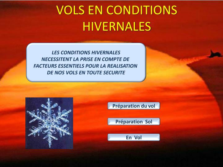 vols en conditions hivernales