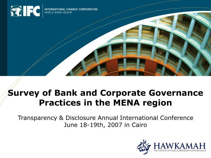 survey of bank and corporate governance practices in the mena region