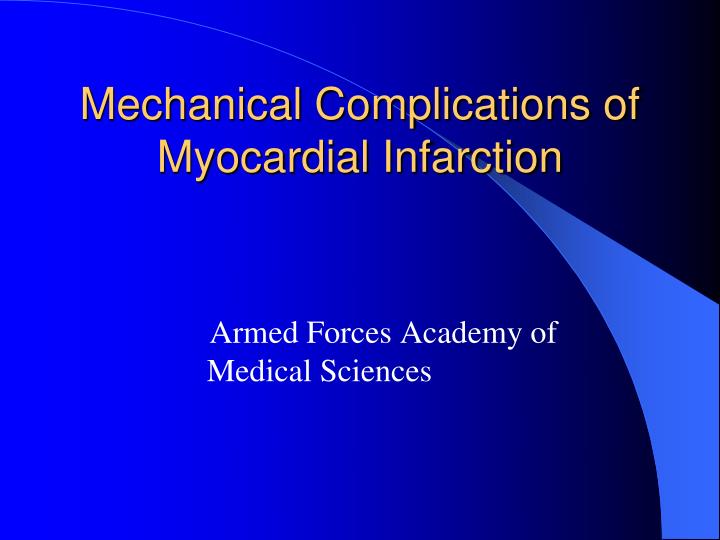 mechanical complications of myocardial infarction