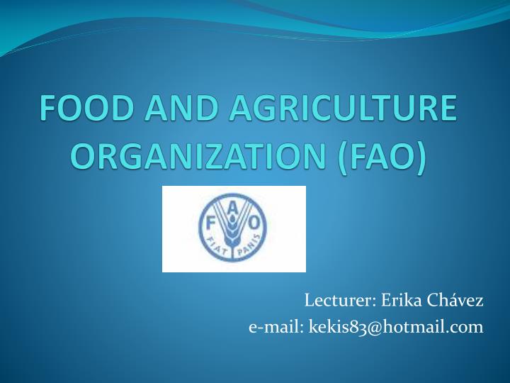 food and agriculture organization fao