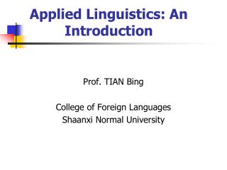 Applied Linguistics: An Introduction
