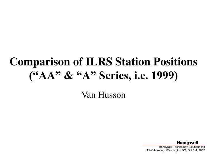 comparison of ilrs station positions aa a series i e 1999