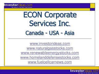ECON Corporate Services Inc . Canada - USA - Asia