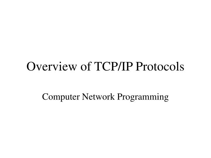 overview of tcp ip protocols