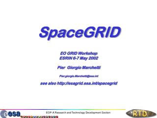 SpaceGRID EO GRID Workshop ESRIN 6-7 May 2002 Pier Giorgio Marchetti