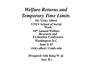 Welfare Returns and Temporary Time Limits