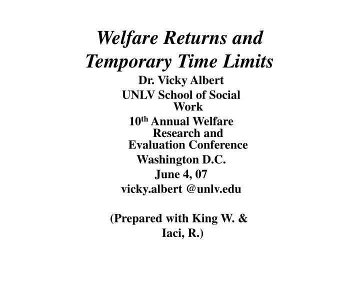 welfare returns and temporary time limits
