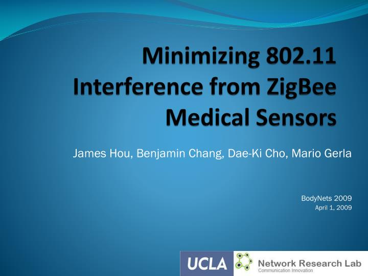 minimizing 802 11 interference from zigbee medical sensors