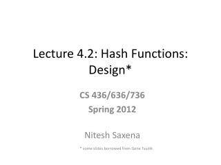 Lecture 4.2: Hash Functions: Design*