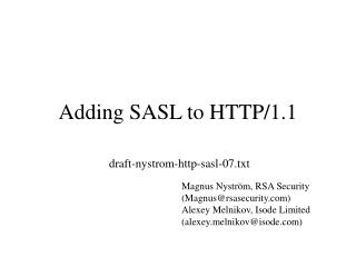 Adding SASL to HTTP/1.1