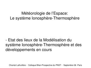 m t orologie de l espace le syst me ionosph re thermosph re