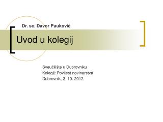 uvod u kolegij