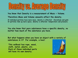 Density vs. Average Density