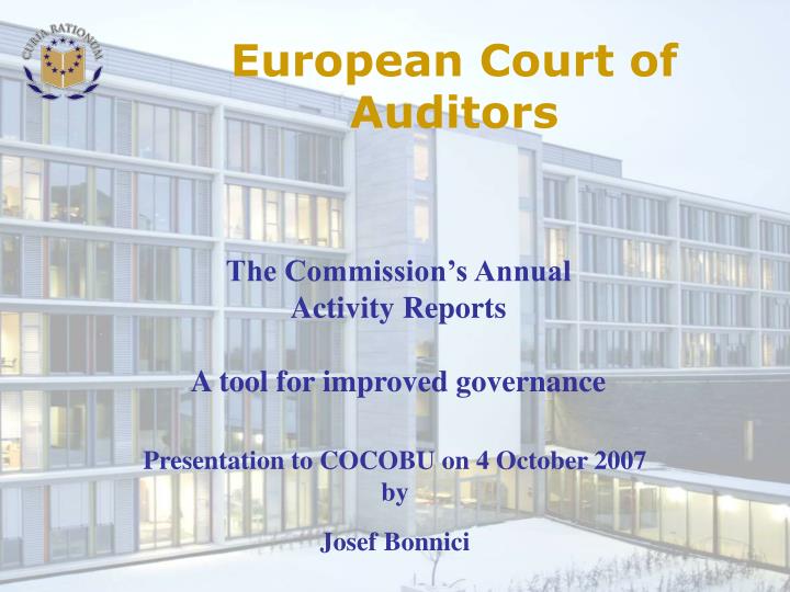 presentation to cocobu on 4 october 2007 by josef bonnici