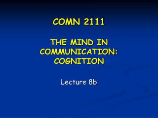COMN 2111 THE MIND IN COMMUNICATION: COGNITION