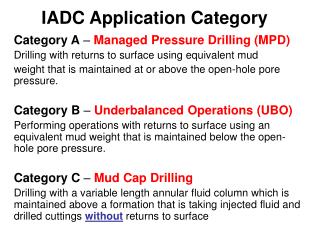 IADC Application Category