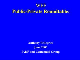 WEF Public-Private Roundtable: