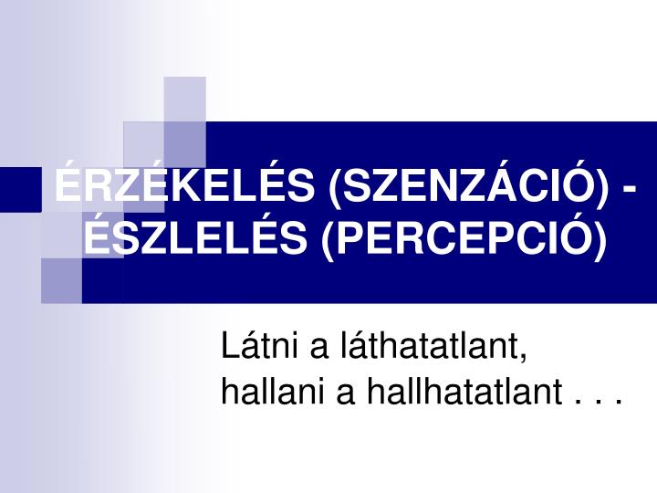 rz kel s szenz ci szlel s percepci