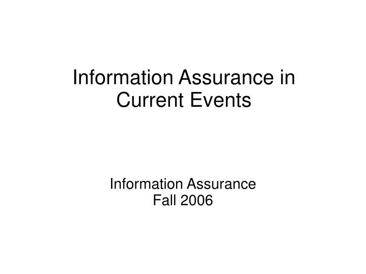 information assurance fall 2006