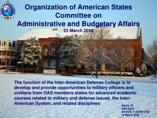 Organization of American States Committee on Administrative and Budgetary Affairs 23 March 2010