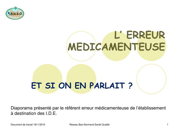 l erreur medicamenteuse