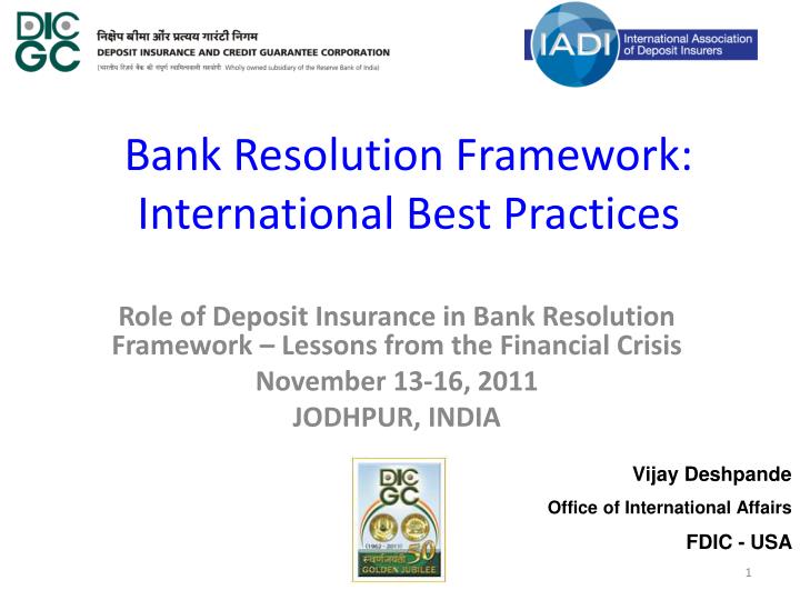 bank resolution framework international best practices