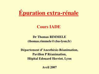 Épuration extra-rénale Cours IADE