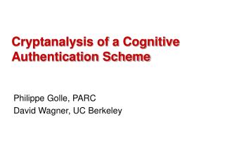 Cryptanalysis of a Cognitive Authentication Scheme