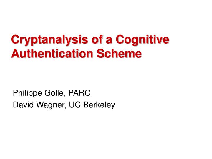 cryptanalysis of a cognitive authentication scheme