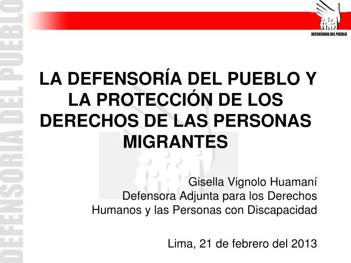 la defensor a del pueblo y la protecci n de los derechos de las personas migrantes