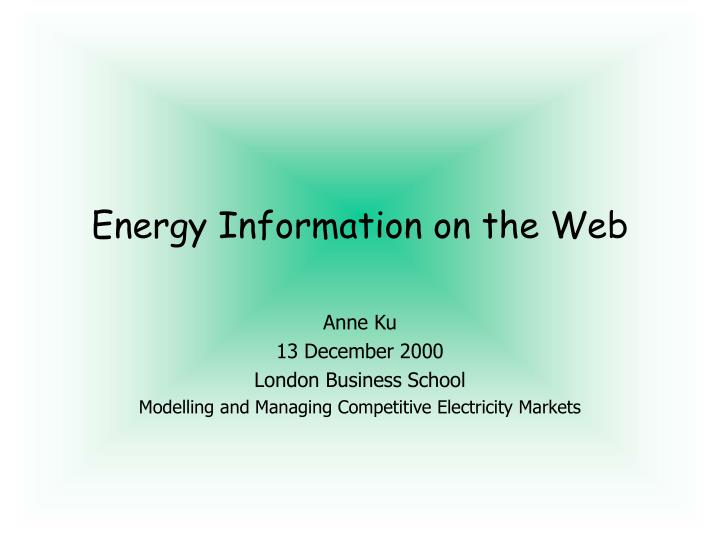 energy information on the web