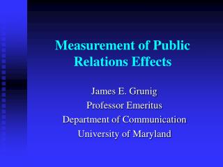 Measurement of Public Relations Effects