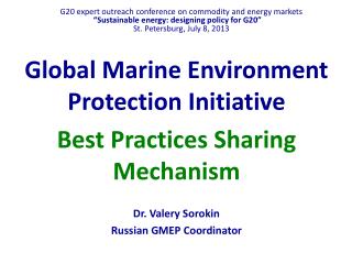 Global Marine Environment Protection Initiative Best Practices Sharing Mechanism