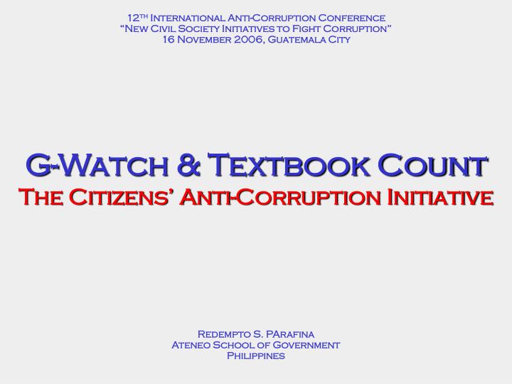 g watch textbook count the citizens anti corruption initiative