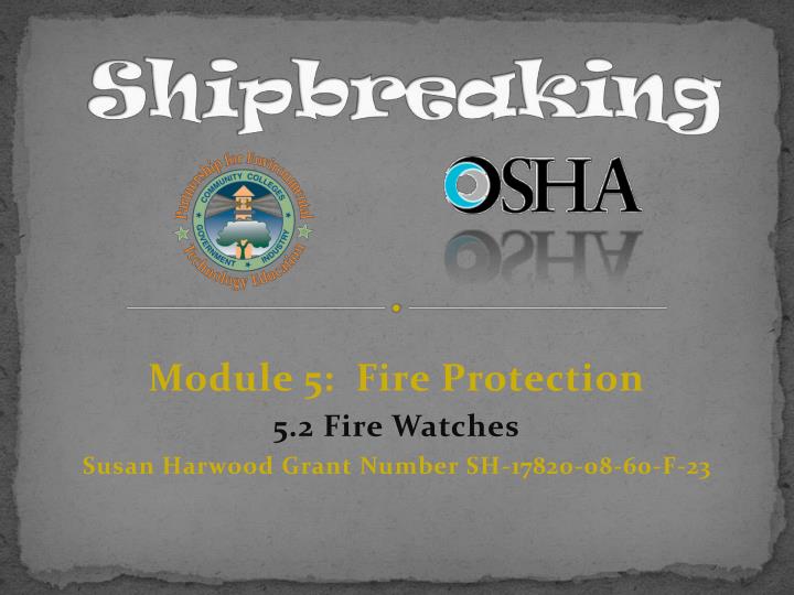 module 5 fire protection 5 2 fire watches susan harwood grant number sh 17820 08 60 f 23