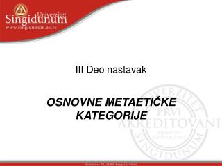 iii deo nastavak