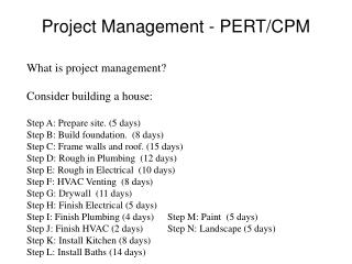 Project Management - PERT/CPM