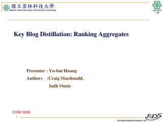Key Blog Distillation: Ranking Aggregates