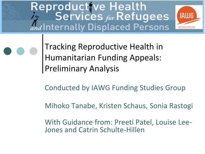 tracking reproductive health in humanitarian funding appeals preliminary analysis